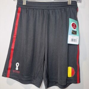 Germany 2022 Shorts Boys Size M - 10/12 Soccer Black Red FIFA 2022 QATAR NWT‎